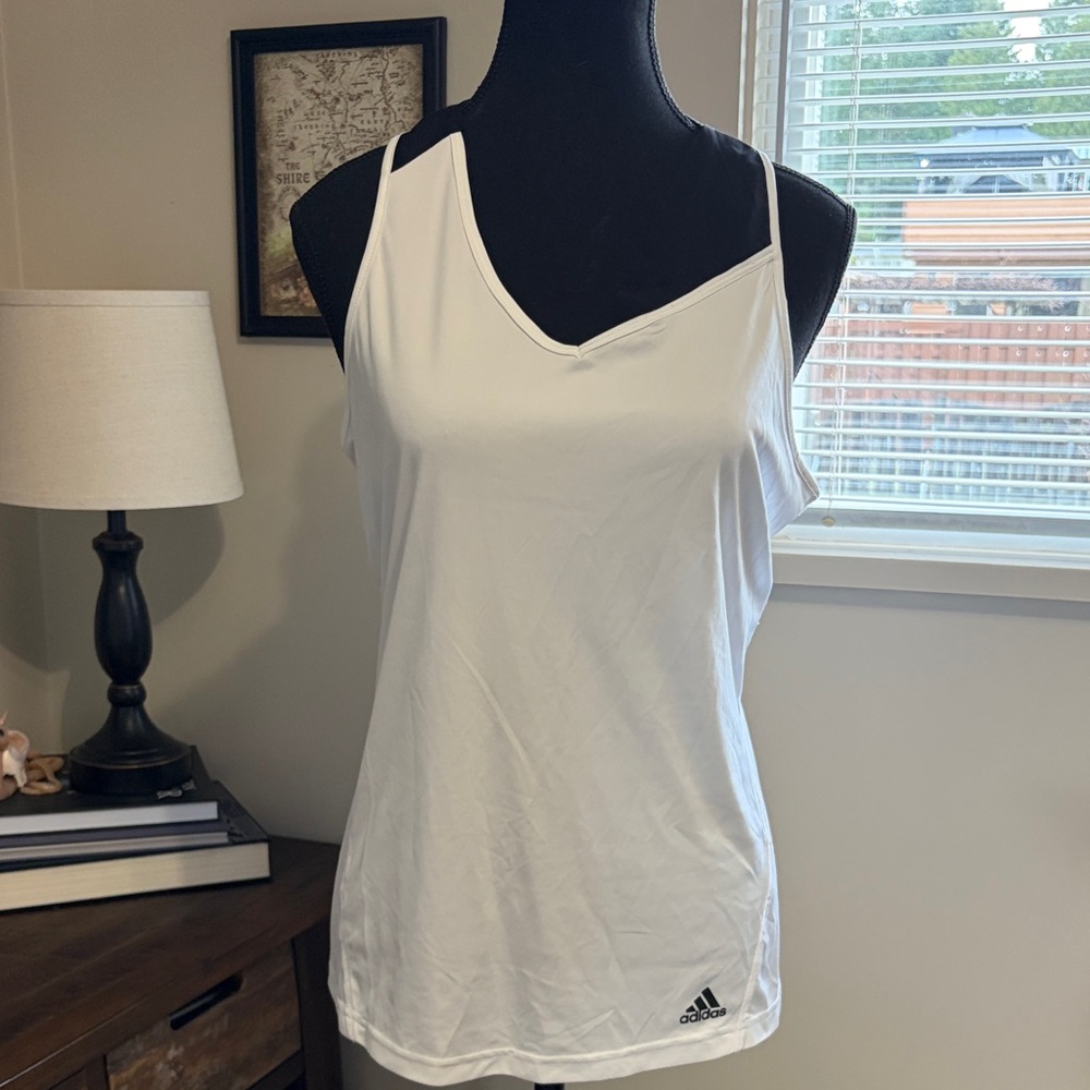 Adidas Women's White V-Neck Tank Top